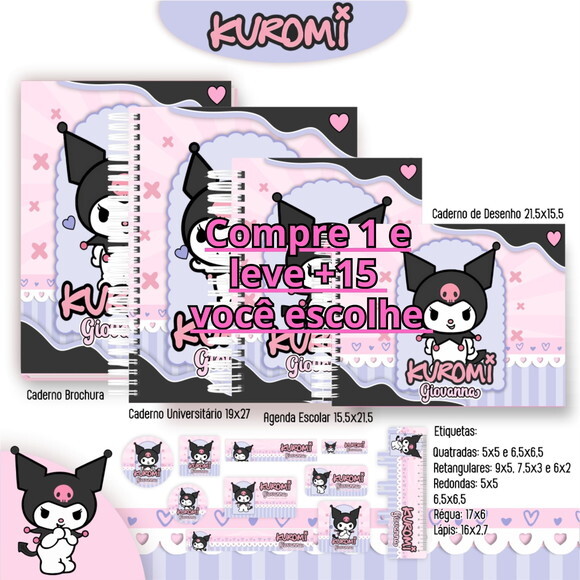 Arquivo de Corte Volta Ás Aulas Kuromi Preto #5348