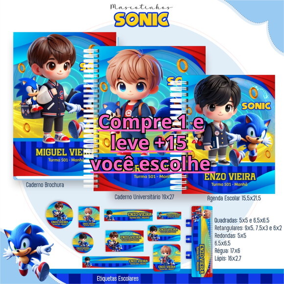 Arquivo de Corte Volta Ás Aulas Sonic Mascotes #1034