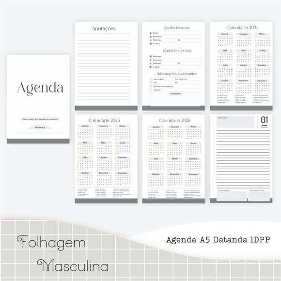 Arquivo Digital Agenda 2025 - Folhagem Masculina #4567