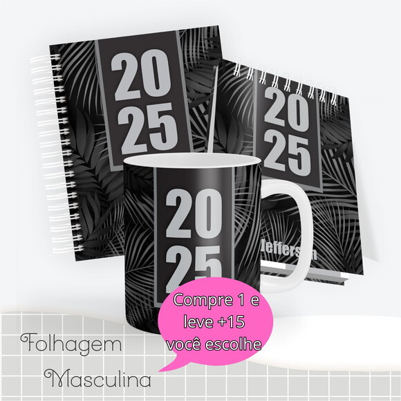 Arquivo Digital Agenda 2025 - Folhagem Masculina #4567