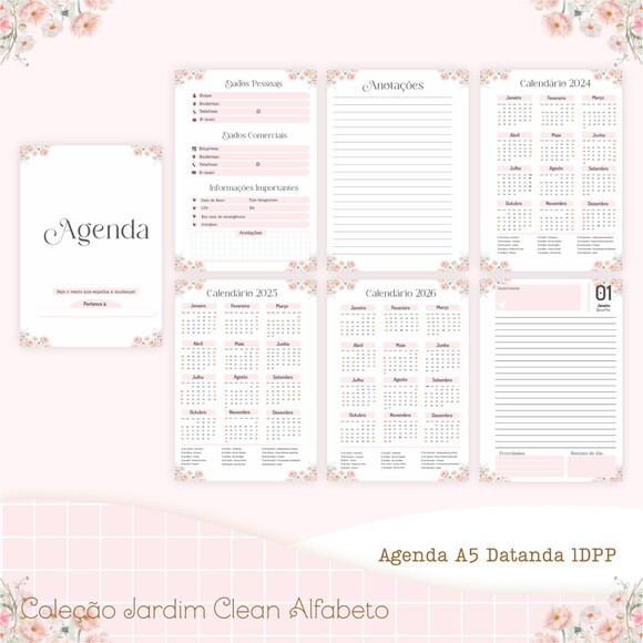 Arquivo Digital Agenda 2025 - Jardim Clean Alfabeto #4570