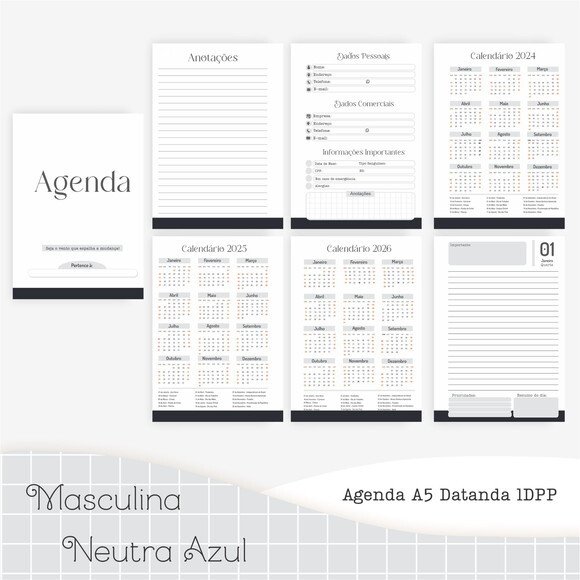 Arquivo Digital Agenda 2025 - Masculina Neutra Azul #4572
