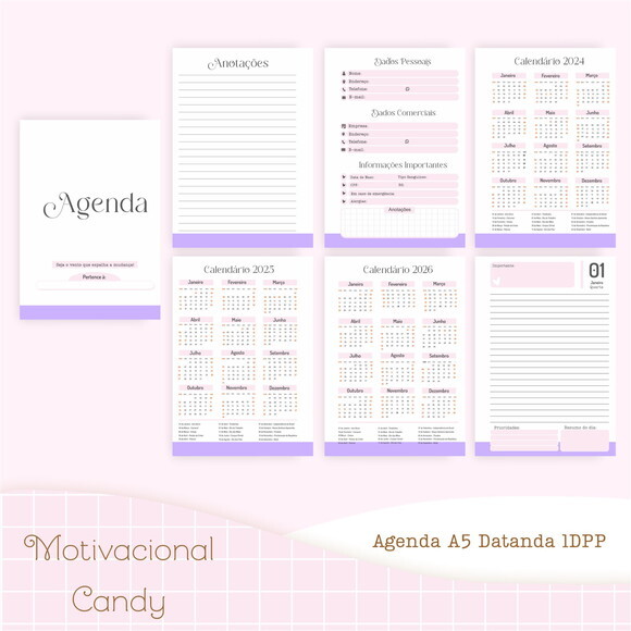 Arquivo Digital Agenda 2025 - Motivacional Candy #4580