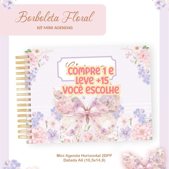 Arquivo Digital Agenda A6 Borboleta Floral 2026 #7718