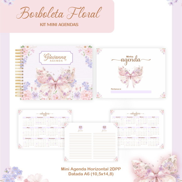Arquivo Digital Agenda A6 Borboleta Floral 2026 #7718