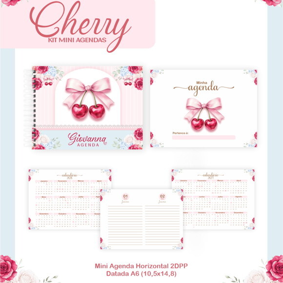 Arquivo Digital Agenda A6 Cherry 2026 #7719