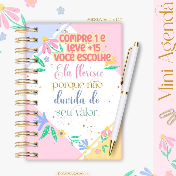 Arquivo Digital Agenda A6 Floral 2026 #7677