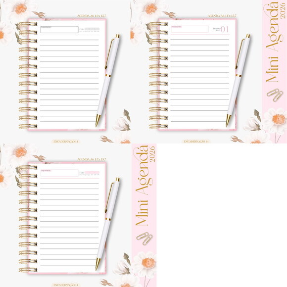 Arquivo Digital Agenda A6 Floral 2026 #7679