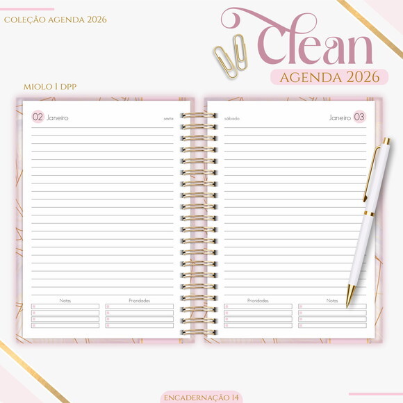 Arquivo Digital Agenda Basic Rose Gold 2026 #7377