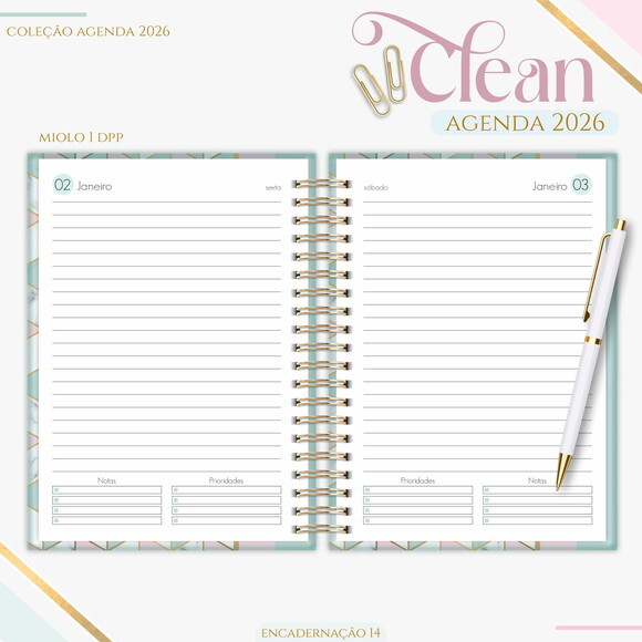 Arquivo Digital Agenda Basic Rose Green 2026 #7374