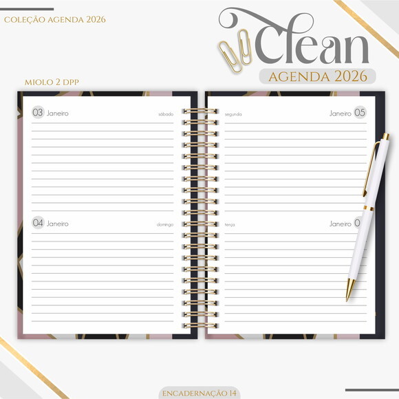 Arquivo Digital Agenda Black Gold 2026 #7378