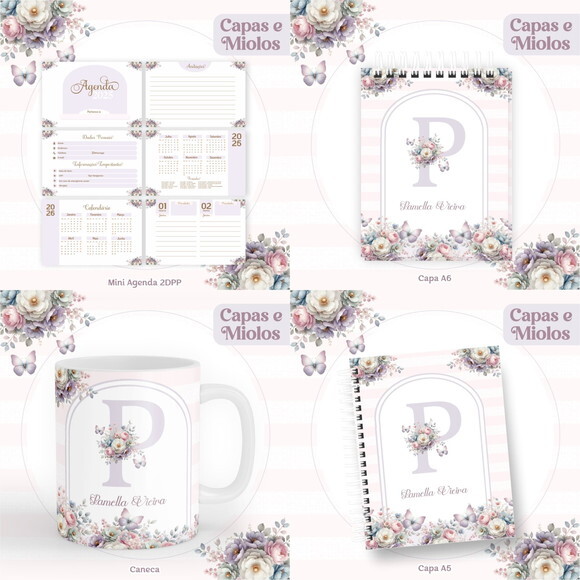 Arquivo Digital Agenda Floral Alfabeto #6092