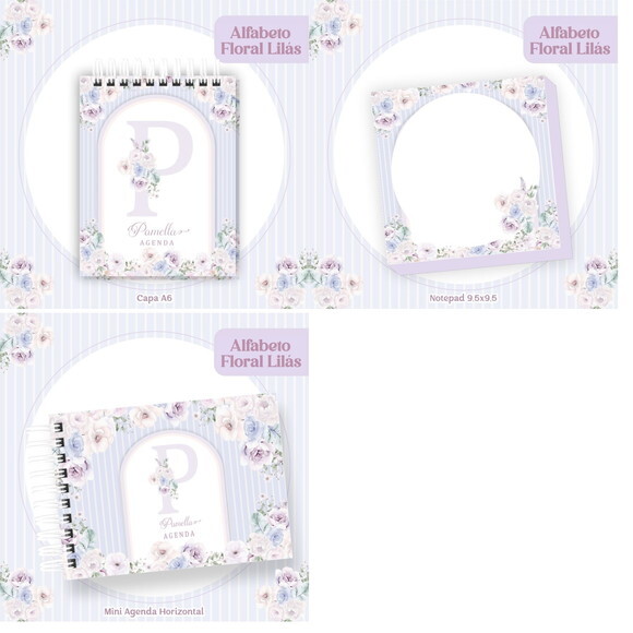 Arquivo Digital Agenda Floral Alfabeto Lilás #6093