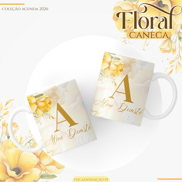 Arquivo Digital Agenda Floral Amarelo 2026 #7446