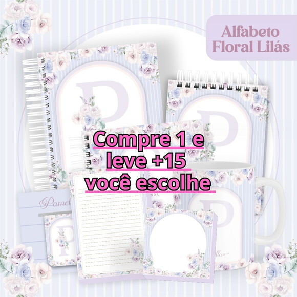 Arquivo Digital Agenda Floral Alfabeto Lilás #6093