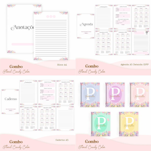 Arquivo Digital Agenda Floral Candy Color 2025 #4563