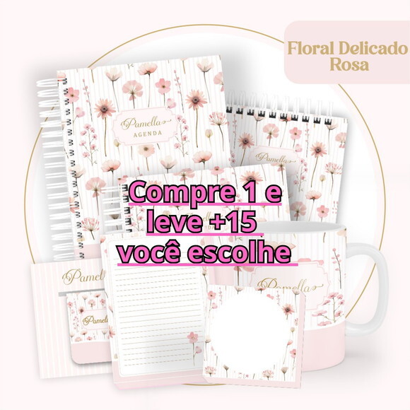 Arquivo Digital Agenda Floral Delicado Rosa #6096