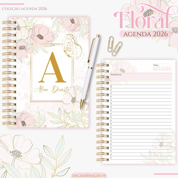 Arquivo Digital Agenda Floral Delicado 2026 #7445