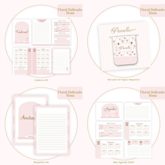 Arquivo Digital Agenda Floral Delicado Rosa #6096