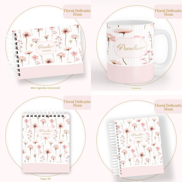 Arquivo Digital Agenda Floral Delicado Rosa #6096