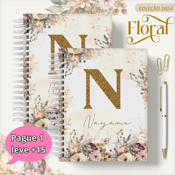 Arquivo Digital Agenda Floral Gold 2024 #2492