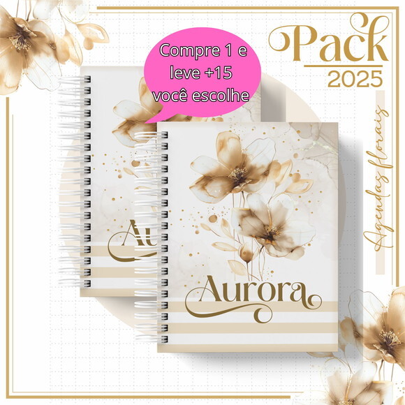 Arquivo Digital Agenda Floral Gold 2025 #4788