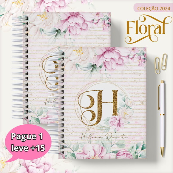 Arquivo Digital Agenda Floral Rosa 2024 #2490
