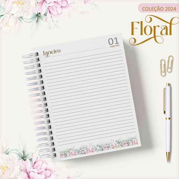 Arquivo Digital Agenda Floral Rosa 2024 #2490