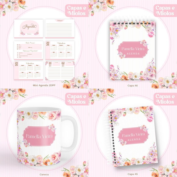 Arquivo Digital Agenda Floral Rose #6098
