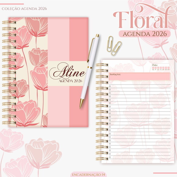 Arquivo Digital Agenda Floral Rose 2026 #5257