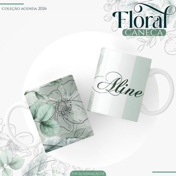 Arquivo Digital Agenda Floral Verde 2026 #5357
