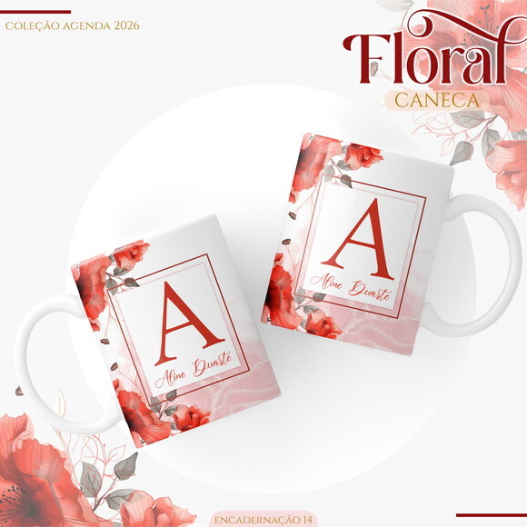Arquivo Digital Agenda Floral Vermelho 2026 #7054