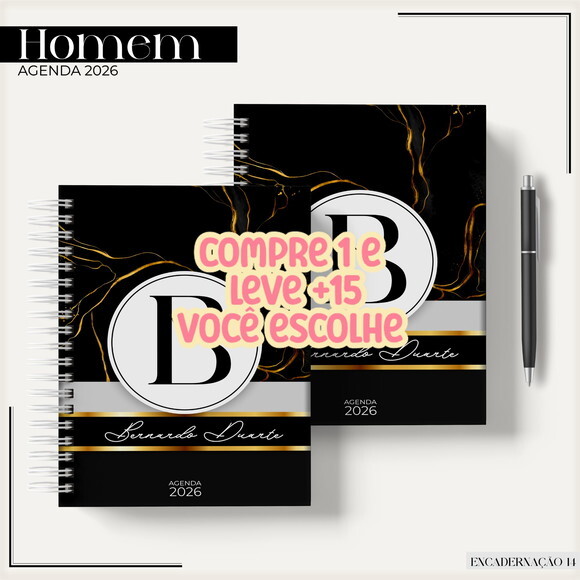 Arquivo Digital Agenda Gold Black 2026 #7447
