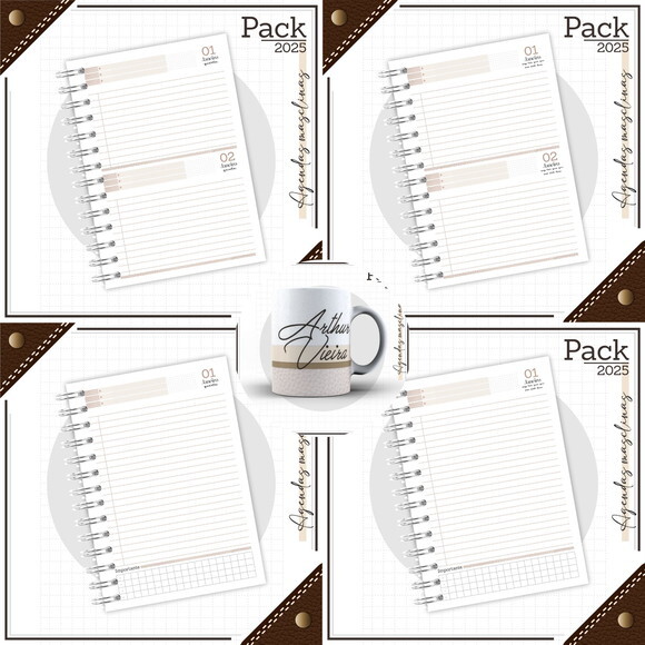 Arquivo Digital Agenda Masculina Couro Branco 2025 #4790