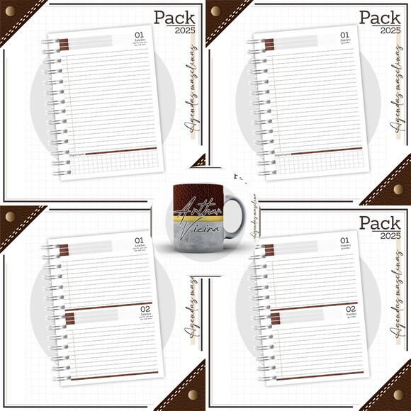 Arquivo Digital Agenda Masculina Couro Marrom 2025 #4794