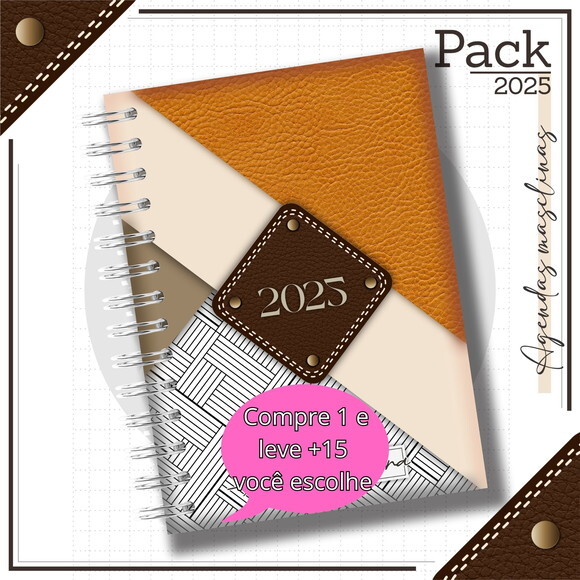 Arquivo Digital Agenda Masculina Couro Laranja 2025 #4793