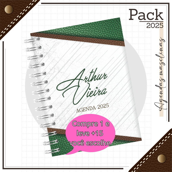 Arquivo Digital Agenda Masculina Couro Verde 2025 #4791
