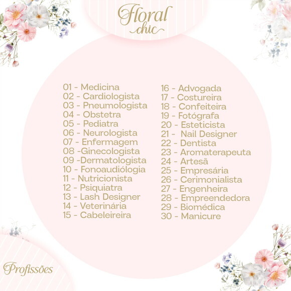 Arquivo Digital Agenda Profissões 2025 Floral Chic #6122