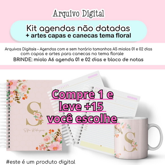 Arquivo Digital Agendas Não Datadas Floral #4392