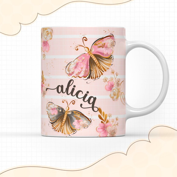 Arquivo Digital Arte Caneca Borboletas #2953