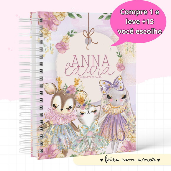 Arquivo Digital Caderneta Animais Cute Menina #024