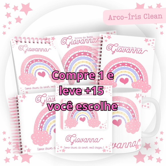 Arquivo Digital Caderneta Arco Íris Clean #5465