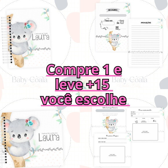 Arquivo Digital Caderneta Baby Coala Menina #6907