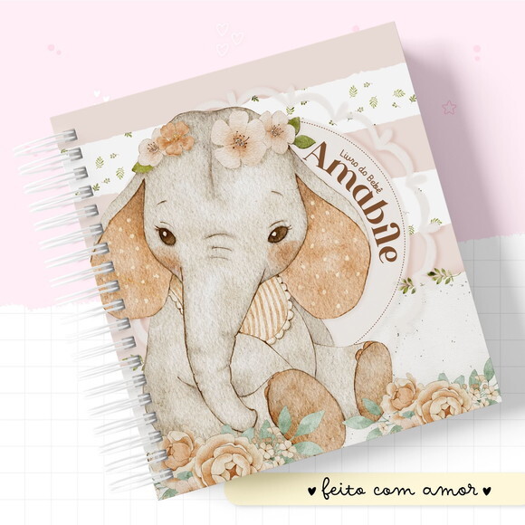 Arquivo Digital Caderneta Baby Elefante Menina #2390