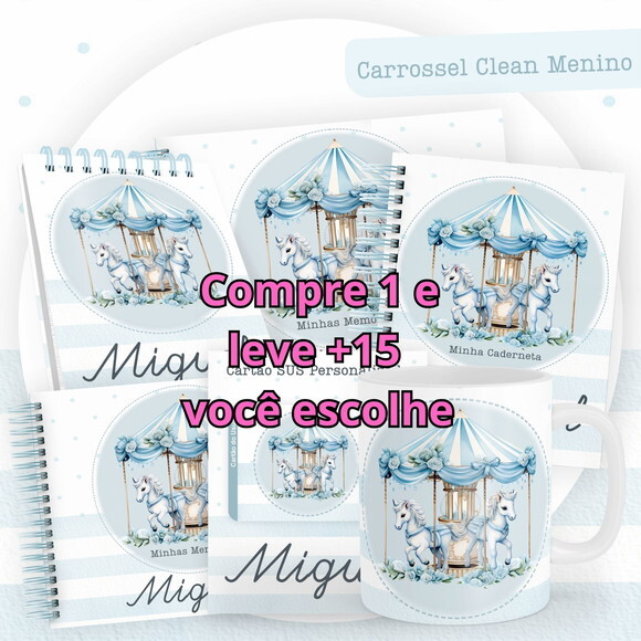 Arquivo Digital Caderneta Carrossel Clean Menino #5462