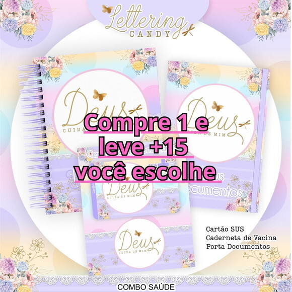 Arquivo Digital Caderneta de Saúde Lettering Candy #6527