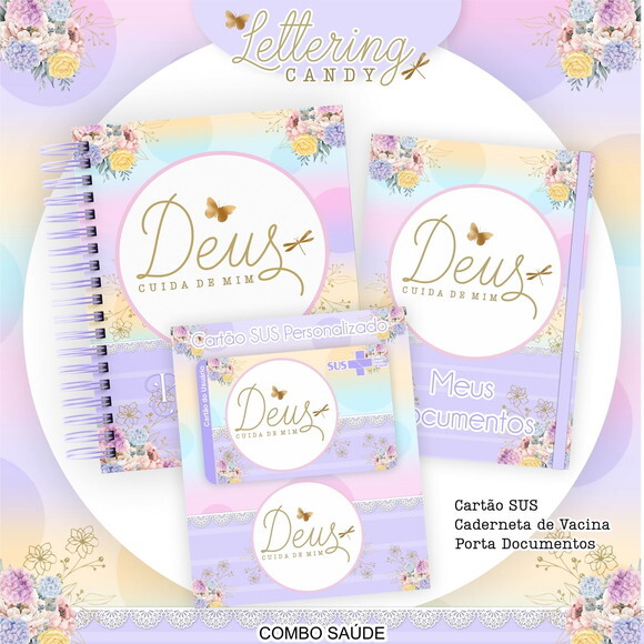 Arquivo Digital Caderneta de Saúde Lettering Candy #6527