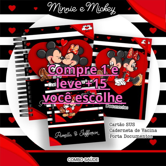 Arquivo Digital Caderneta de Saúde Minnie e Mickey #6516