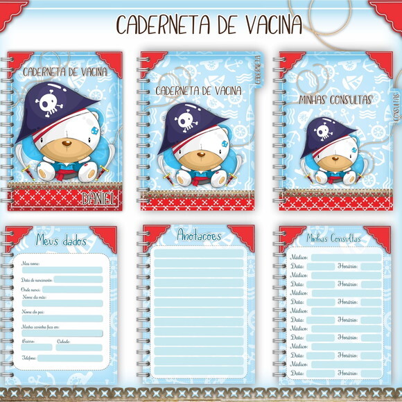 Arquivo Digital Caderneta de Vacinação Ursinho Pirata #1342
