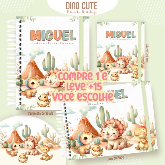 Arquivo Digital Caderneta Dino Clean Cute #5488